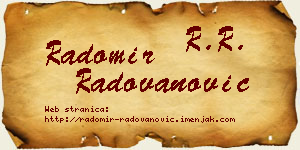 Radomir Radovanović vizit kartica